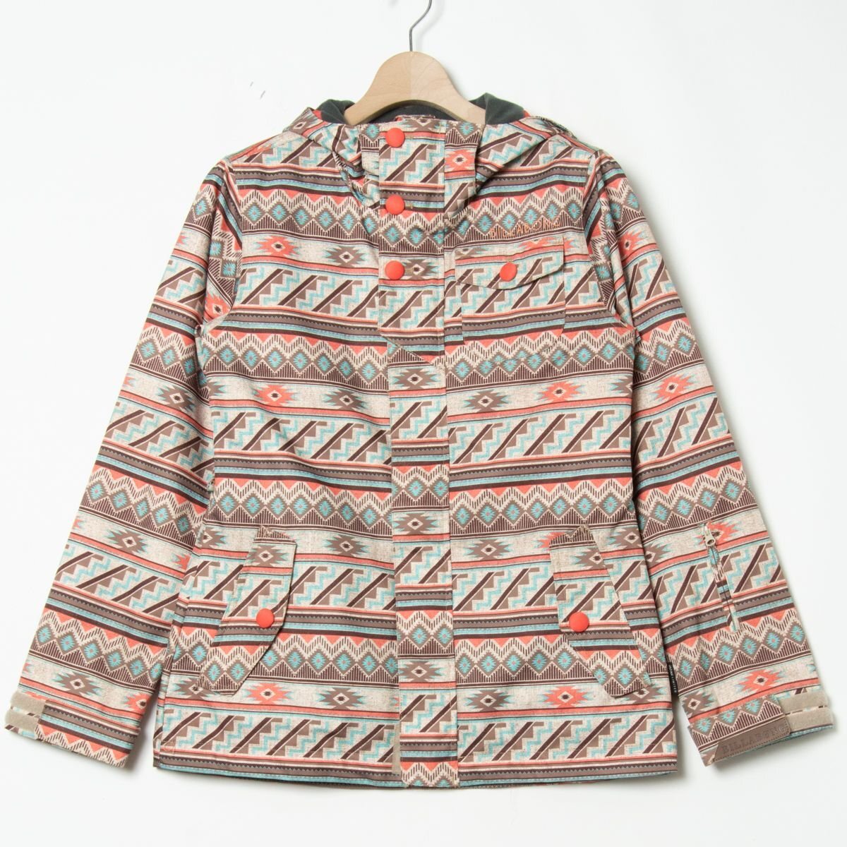BILLA BONG ビラボン スノーボードウェア S ジャケット エスニック柄 ジップアップ ポリ100% スキー メンズ 冬 アウター プリント拍卖