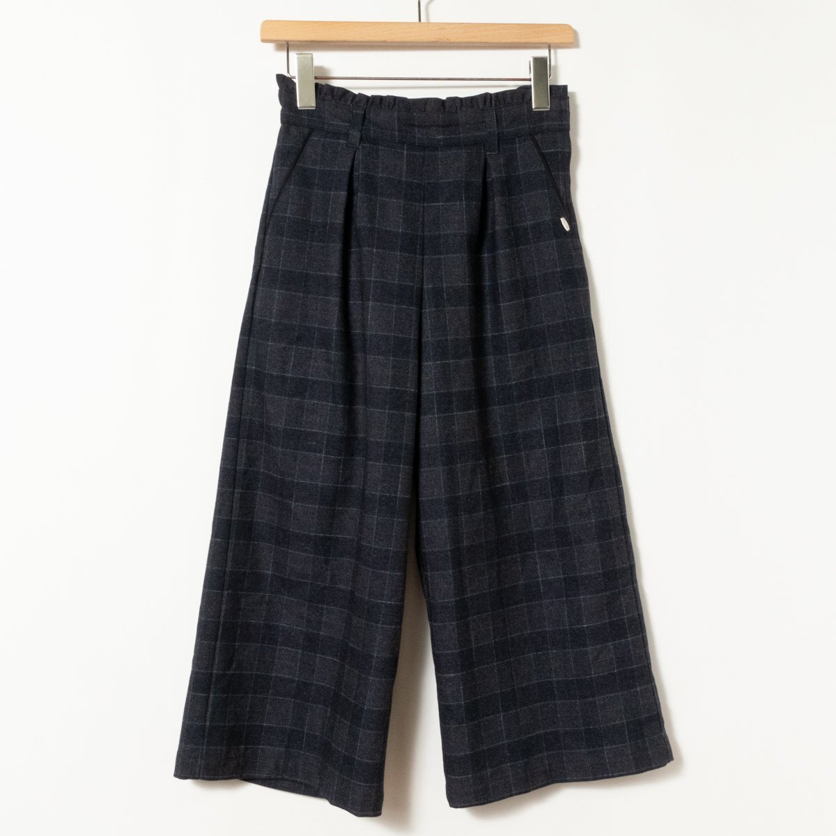 タグ付き 美品 pom ponette junior ポンポネットジュニア 女の子 2WAY タック入りパンツ チェック柄 ネイビー×グレー×赤 サイズL 160拍卖