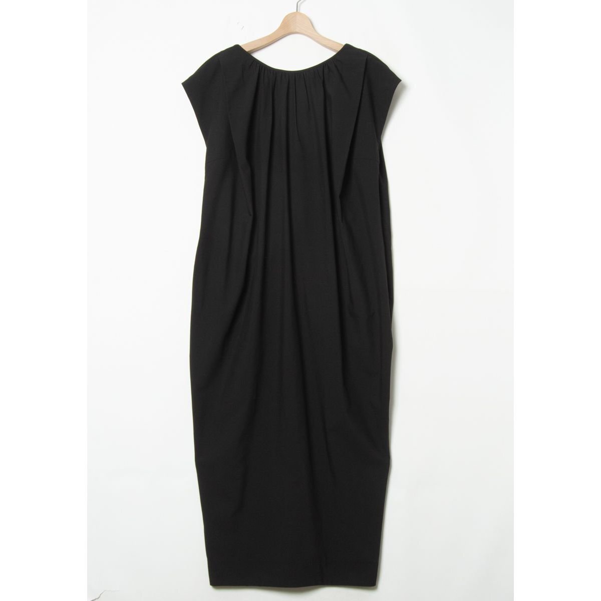 【1円スタート】deru2828 デル2828 ノースリーブロングワンピース Lサイズ 伸縮性あり 大人きれいめ モード系 ブラック 黒 無地 レディース拍卖