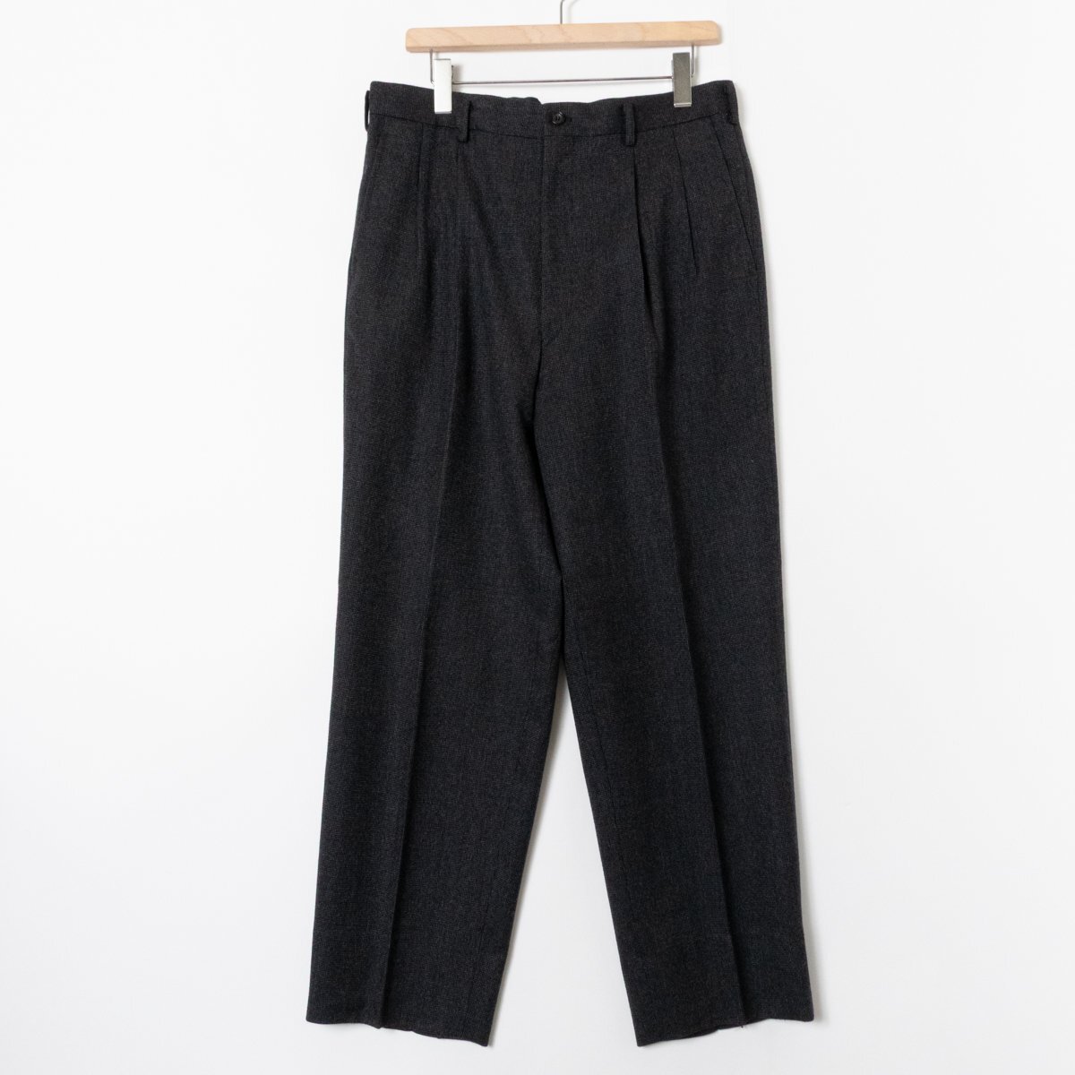 【1円スタート】COMME des GARCONS HOMME DEU ツータックパンツ 96' コムデギャルソンオムドゥ ボトムス バーズアイ ウール 黒 ウエスト91拍卖