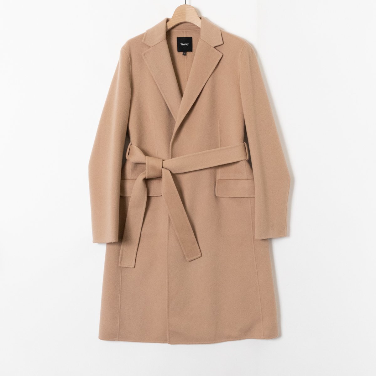 theory セオリー LUXE NEW DIVIDE ベルト コート ダブルフェイス S 01-2409600 ウール カシミヤ ベージュ レディース 婦人 アウター拍卖