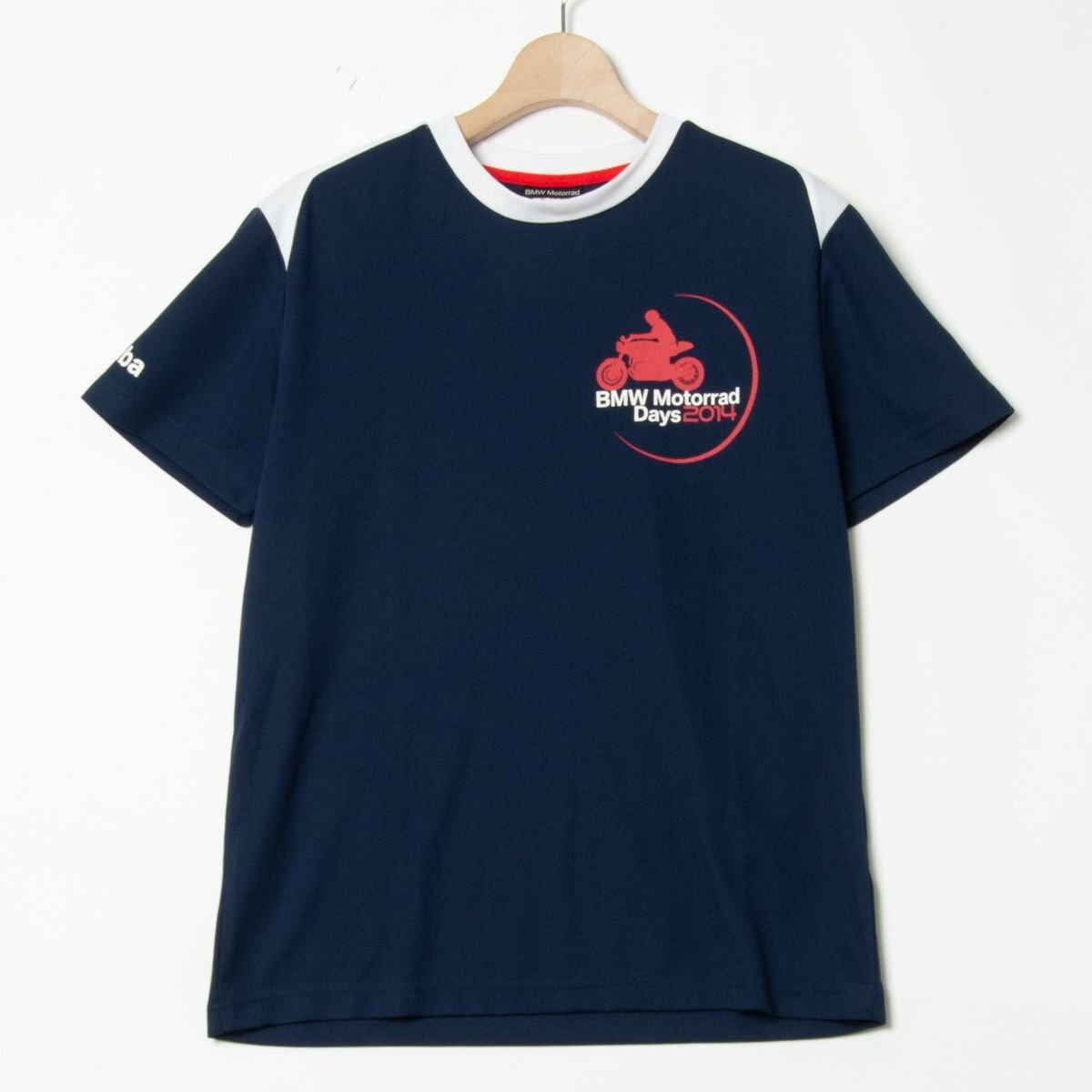 メール便◯ BMW MOTORRAD DAYS JAPAN 2014 モトラッド 夏の祭典 半袖 クルーネック プリントTシャツ ネイビー 長野県白馬村 ポリ100%拍卖