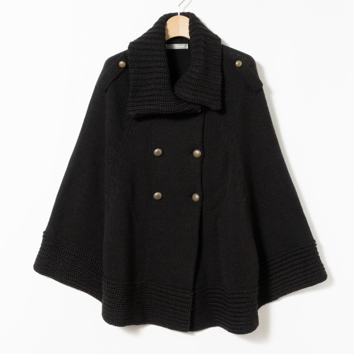 LAUTREAMONT ロートレアモン ダブルボタン ニットポンチョ ブラック 黒 38 Mサイズ レディース アクリル 毛 アウター 大人かわいい 秋冬拍卖