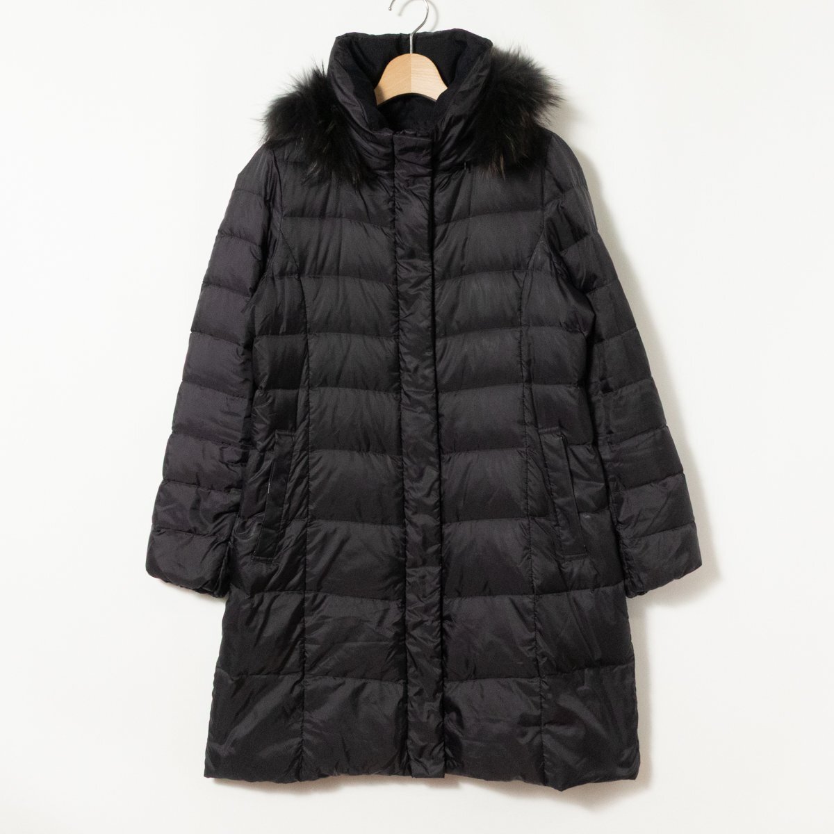 23区 ニジュウサンク シレータフタダウン ロングコート ブラック 黒 38 M レディース ラクーンファー 毛皮 ポリエステル キレイめ シンプル拍卖