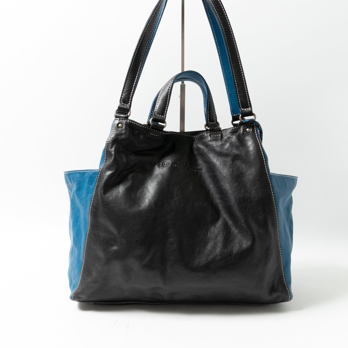 【1円スタート】LUC ラック Casa カーサ 690701 トートバッグ ショルダーバッグ 肩掛け ブラック 2way レディース ブルー レザー 本革拍卖