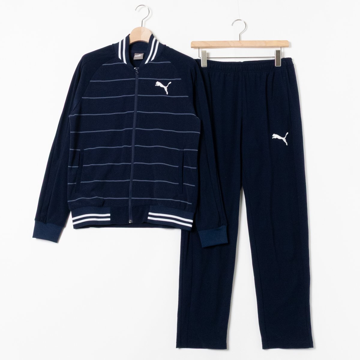PUMA プーマ セットアップ ジップアップジャケット パンツ Lサイズ ポリエステル ネイビー スポーツウェア カジュアル 春秋冬 紳士 メンズ拍卖