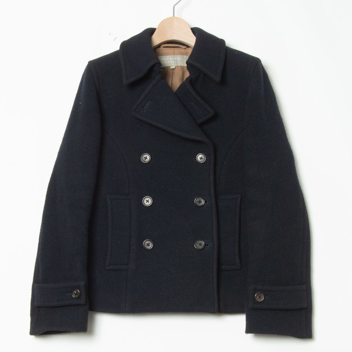 【1円スタート】MARGARET HOWELL マーガレットハウエル ピーコート ショートコート レディース 1 ウールカシミヤ トラッド 黒 日本製拍卖