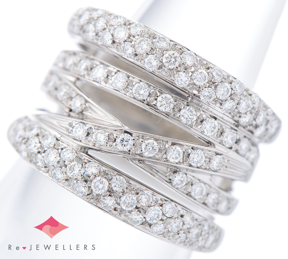 ダミアーニ ダイヤモンド計0.73ct 18金ホワイトゴールド 9号 リング・指輪【中古】拍卖