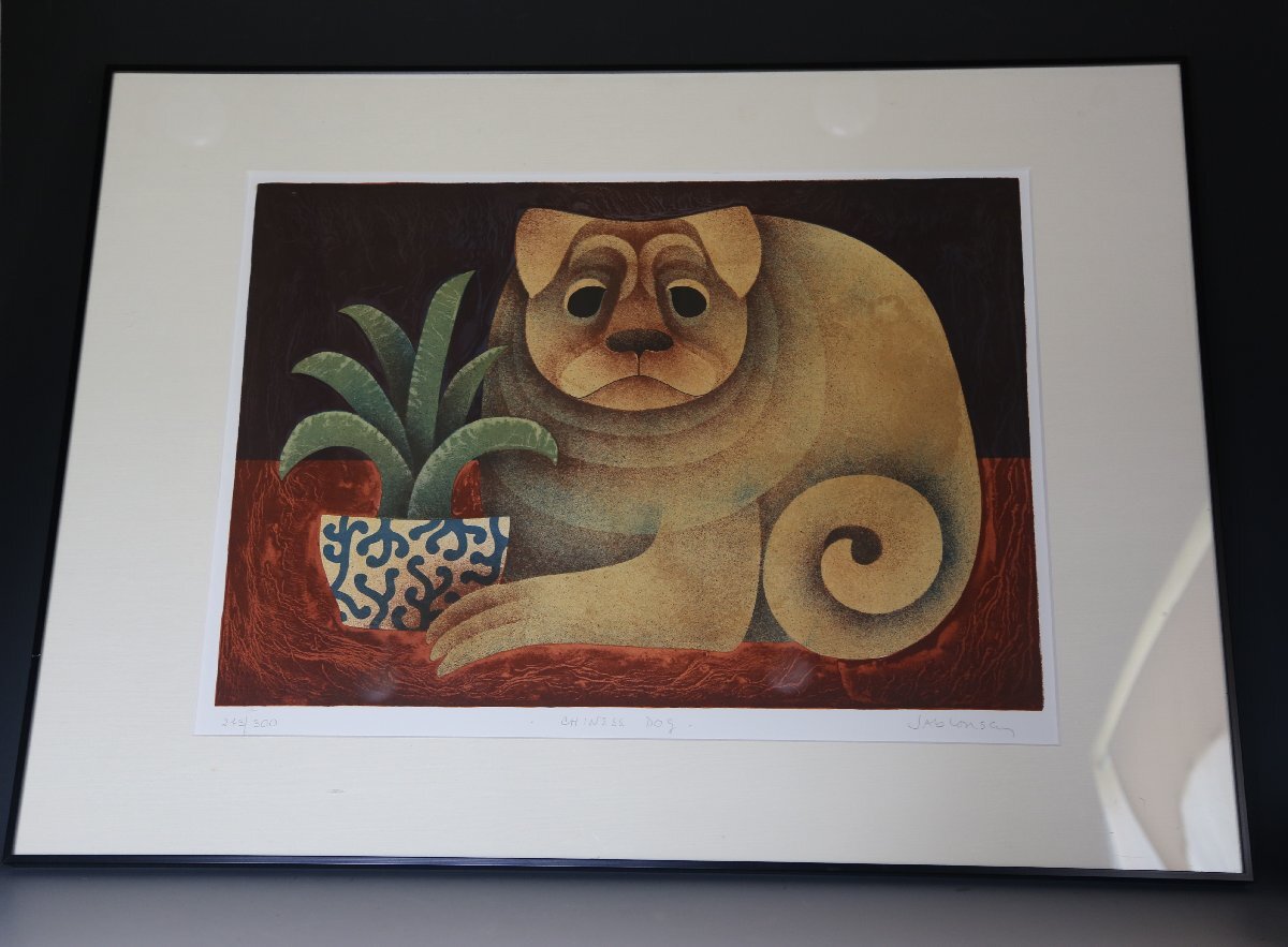 ★★★ carol・Jablonsky キャロル・ジャブロンスキー chinesedog チャイニーズドッグ 額 ★★★ リトグラフ 150拍卖