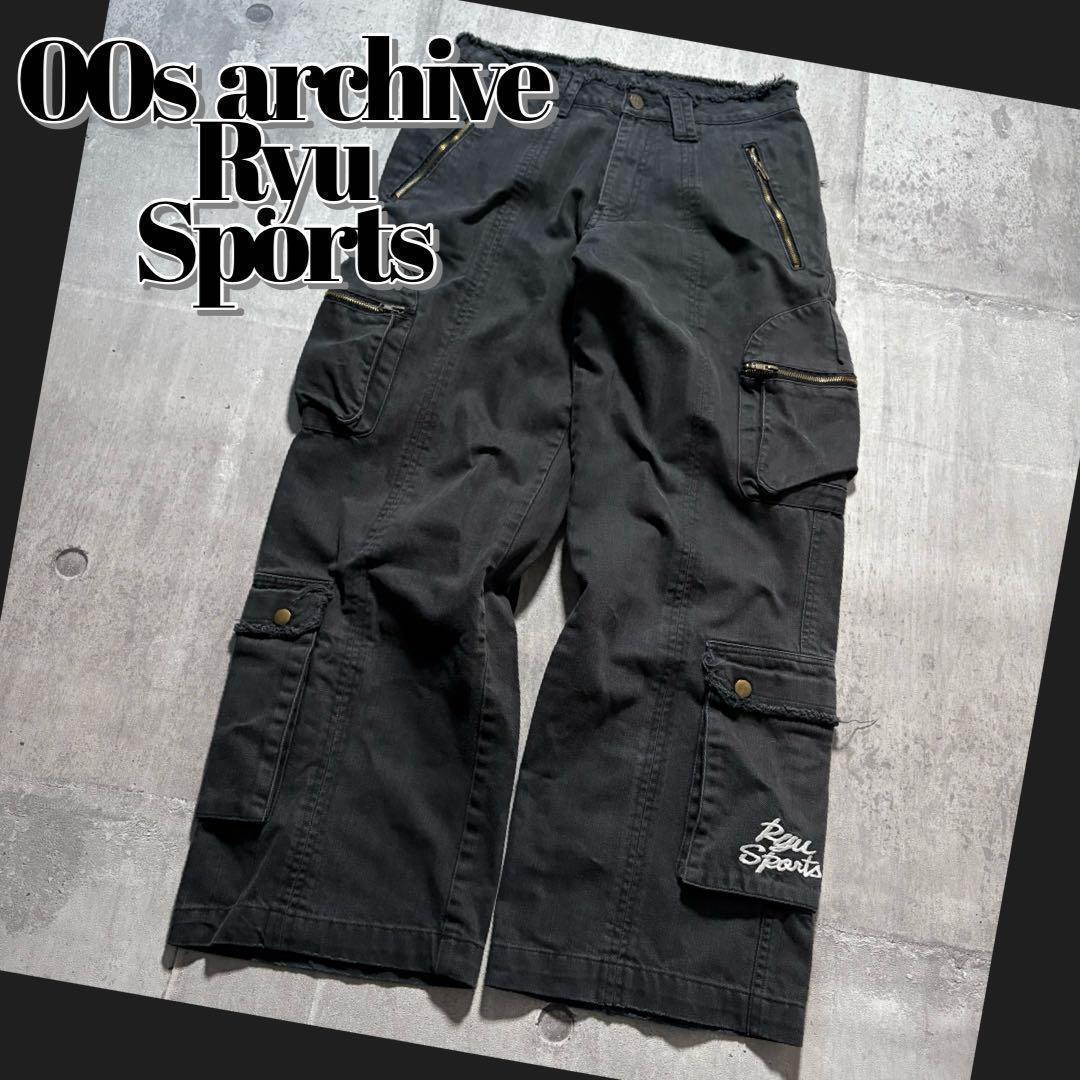 00s RyuSports wide cargo black denim y2k拍卖
