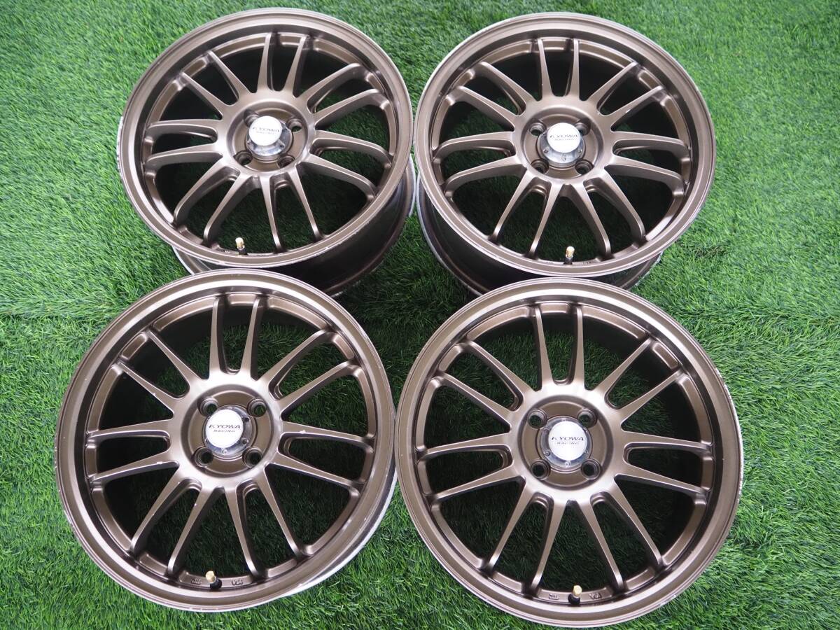 ☆KYOWA RACING 17インチ 7J +48 PCD100 4H ロードスター アクア フィット ヤリス スイフト MINI 4本セット ガンメタ ブロンズ☆拍卖
