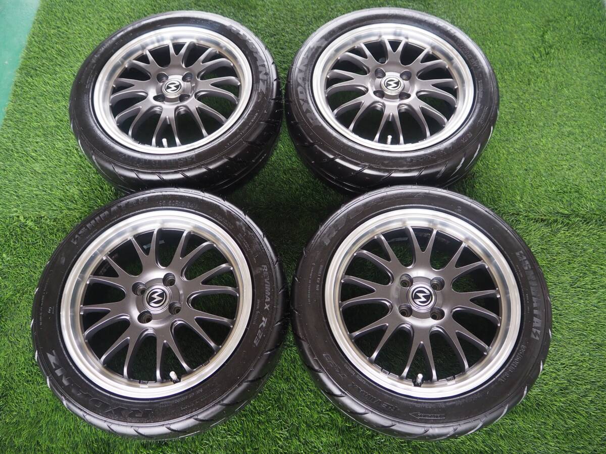 ガンメタ BADX S-HOLD S-8M バドックス エスホールド 16×6J+45 PCD100 4H 195/50R16 84V SHIBATA RYDANZ R23 タイヤ4本セット 茨城発☆拍卖