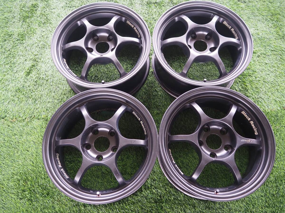 黒塗装☆ブラックレーシング Black Racing PRO N1 16インチ 7J +35 PCD114.3 5H HUB72 4本 茨城発☆拍卖
