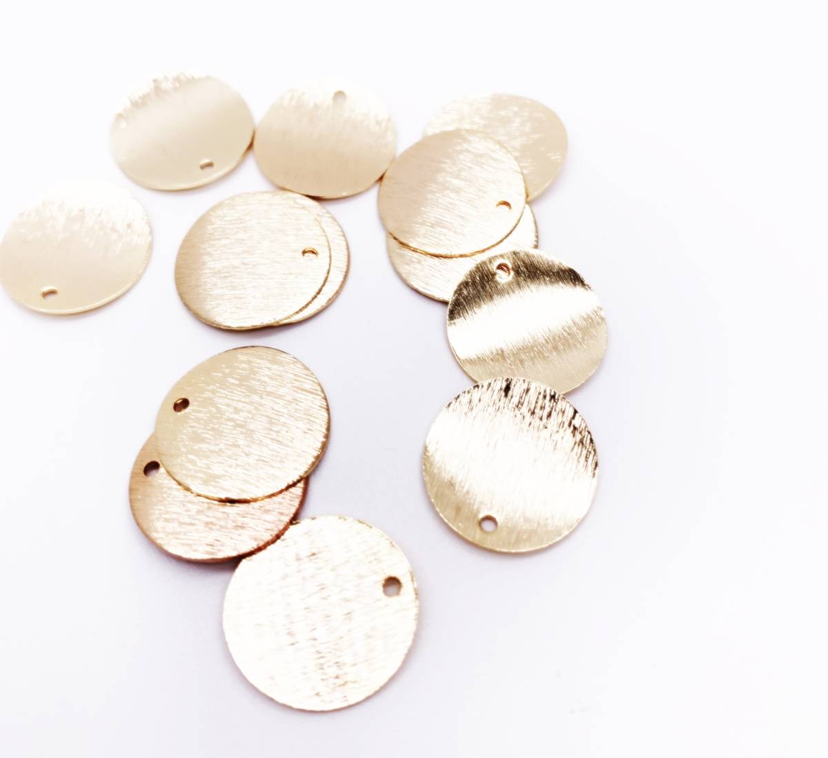 高品質☆18KGP ラウンドチャーム ゴールド 15ミリ 5個拍卖