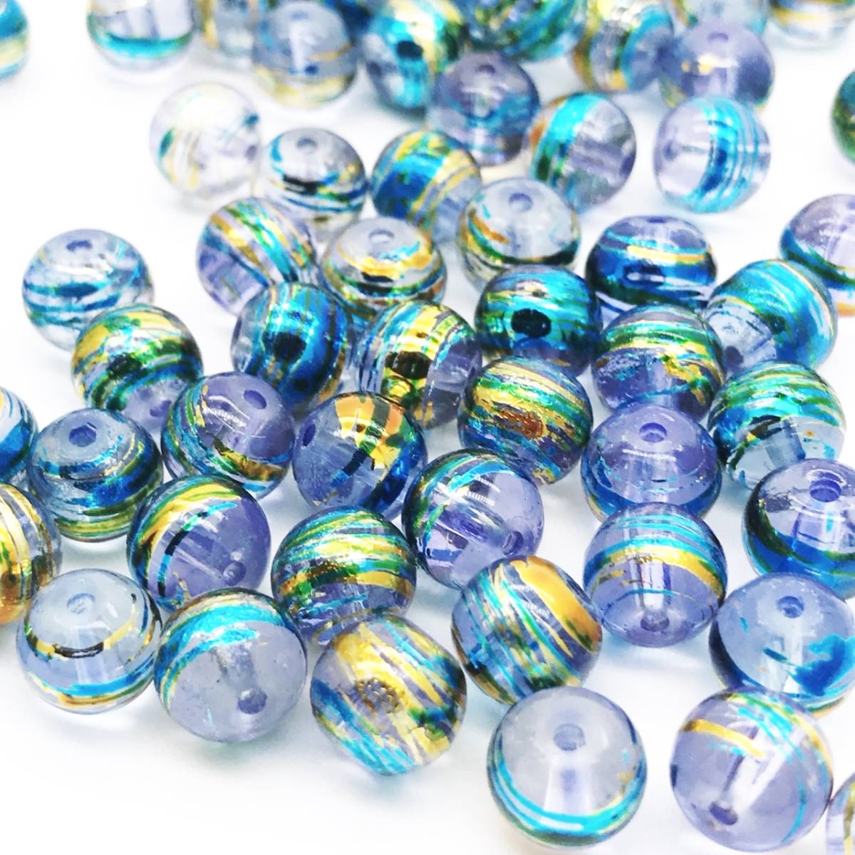 ペイントガラスビーズ 8mm 30個 ウルトラマリンバイオレット拍卖