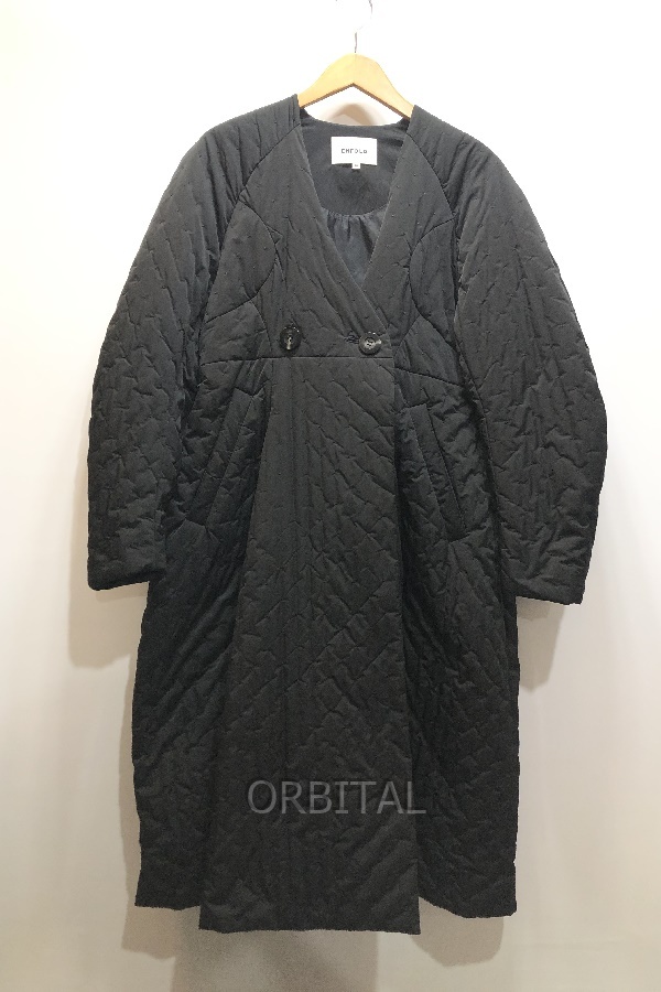 経堂) エンフォルド ENFOLD ペプラムシルエット ドット キルティング コート 300HA230-0730 サイズ38 定価121,000円 人気拍卖