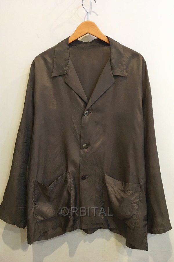 二子玉) URU ウル キュプラ ワイドカラージャケット シャツジャケット ブラウン 17FCU01 メンズ 3 定価24,200円 美品拍卖