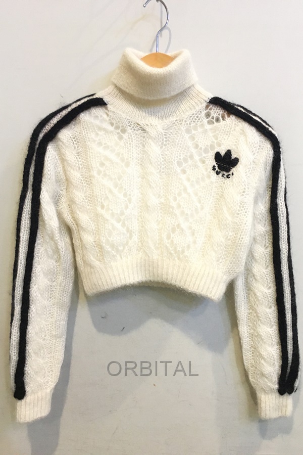 二子玉) Gucci × adidas グッチ×アディダス 未使用 713023 モヘヤタートルクロップドニット インナー付 コラボ XS 国内正規拍卖