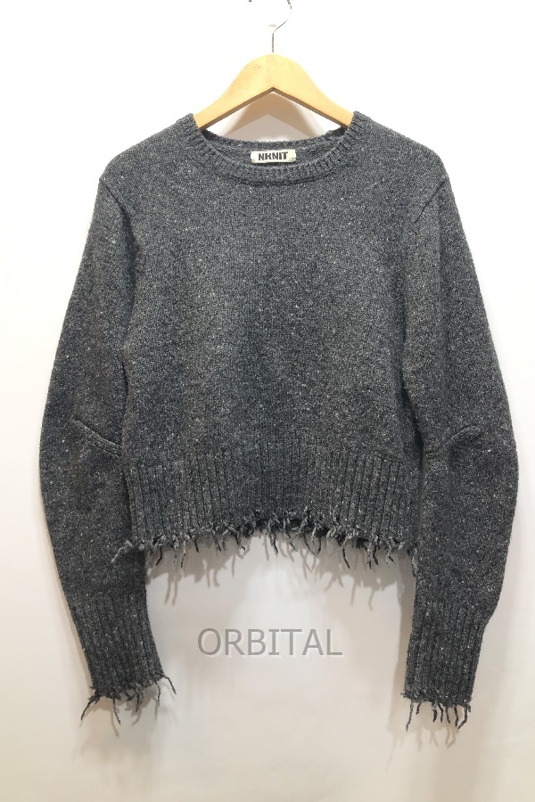 経堂) ンニット NKNIT 24AW ウール アルパカ フリンジ 加工 ニット サイズ1 グレー 24AW-N050 レディース 24AW拍卖