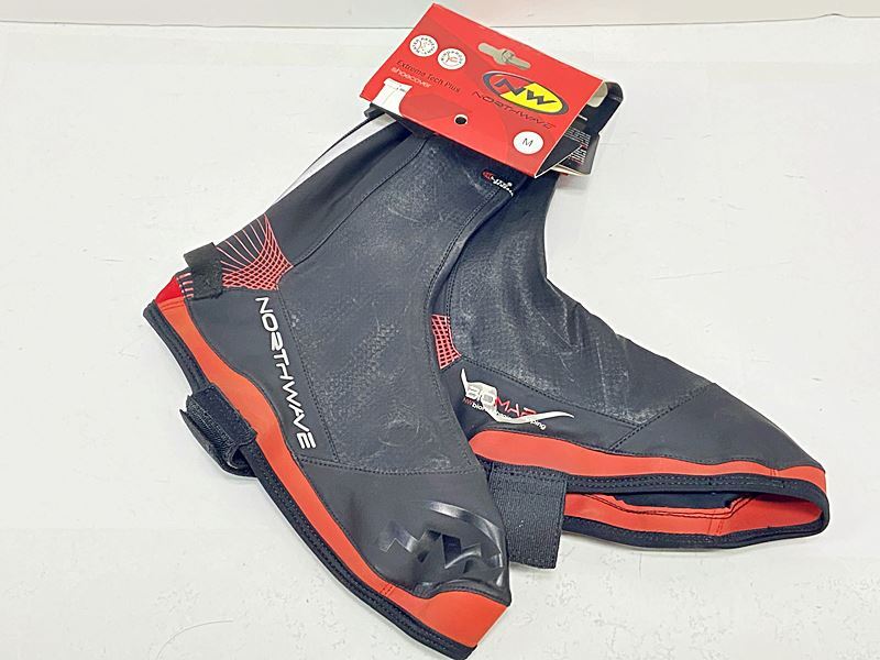 未使用品 ノースウェーブ NORTHWAVE エクストリーム シューズカバー EXTREME SHOECOVER Mサイズ ブラック/レッド拍卖