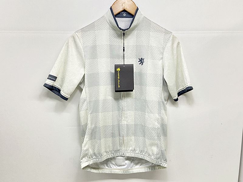 カペルミュール KAPELMUUR 半袖ブロックチェックジャージ Mサイズ アイボリー kphs114拍卖
