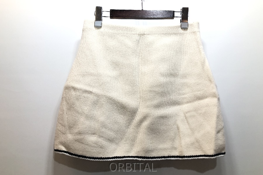 経堂) セオリー Theory スカート LANA MOULINE TWEED MINI ホワイト 01-4407712-150-902 定価3.9万 ホワイト サイズS拍卖