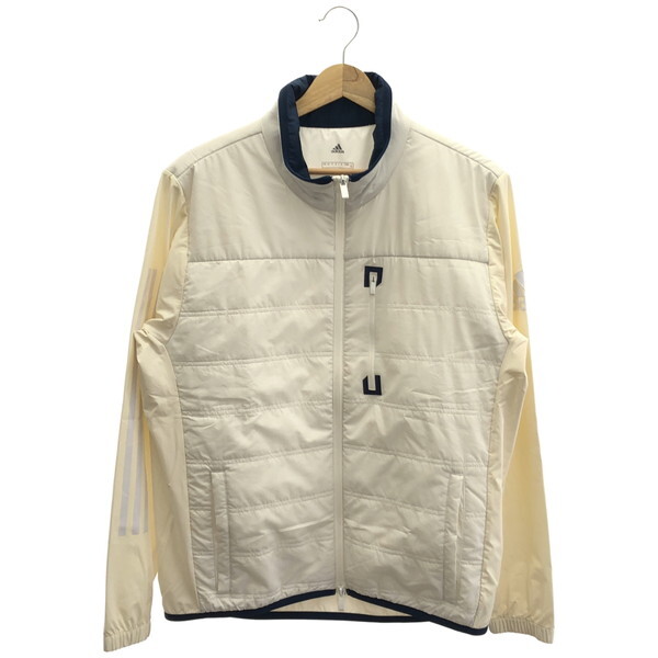 古着 メンズM adidas/アディダス 中綿ジャケット スポーツウェア 防寒 ジップ ホワイト/ベージュ EH3685拍卖
