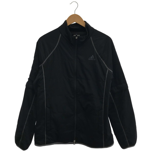 古着 メンズXO adidas/アディダス 中綿 ジャケット 袖取り外し可 ゴルフウェア 長袖 ジップ ブラック/グレー N49906拍卖