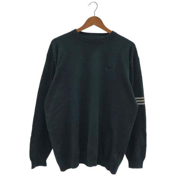 古着 メンズO adidas/アディダス ニットセーター ゴルフウェア 長袖 防寒 ブラック/ホワイト 991062拍卖