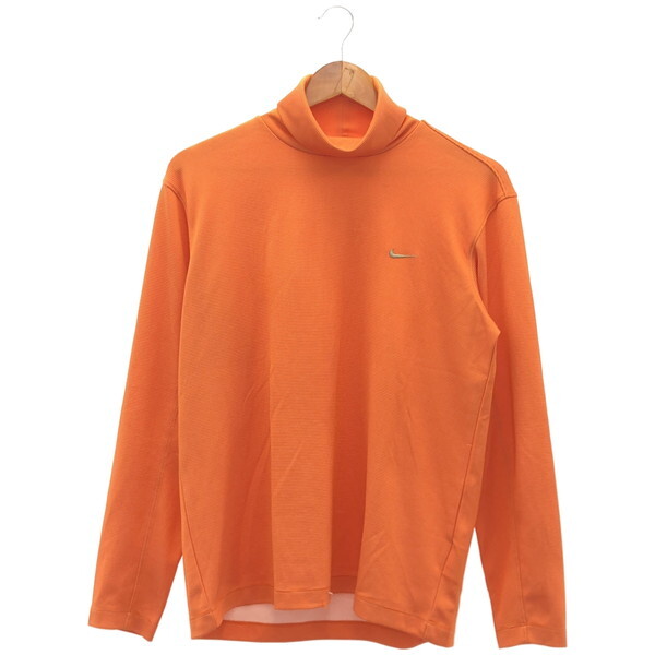 古着 メンズM NIKE/ナイキ モックネック トップス シャツ ゴルフウェア 長袖 オレンジ/ホワイト 273703-815拍卖