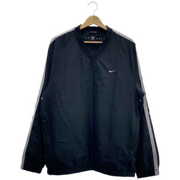 古着 メンズL NIKE/ナイキ 裏メッシュ ピステシャツ ゴルフウェア 長袖 ブラック/シルバー 191921拍卖