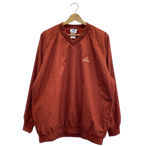 古着 メンズL adidas/アディダス 裏メッシュ ピステシャツ ゴルフウェア 長袖 レッド/ゴールド系 754740拍卖