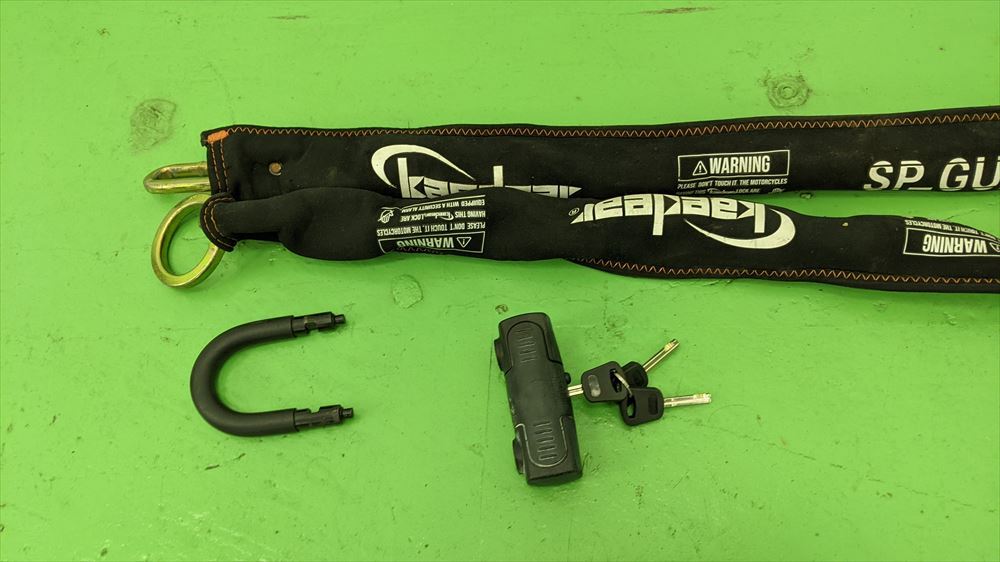 チェーンロック中古 ■BA7606 KAEDEAR(カエディア)SP-GUARD タイプ チェーン KDR-LK1 ブラック 2000mm マスターキー3個拍卖