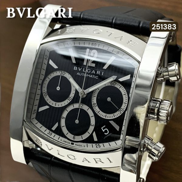 極美品 BVLGARI ブルガリ アショーマ AA48SCH 自動巻き クロノグラフ デイト メンズ腕時計 新品仕上げ&新品ベルト 正規品 AT拍卖