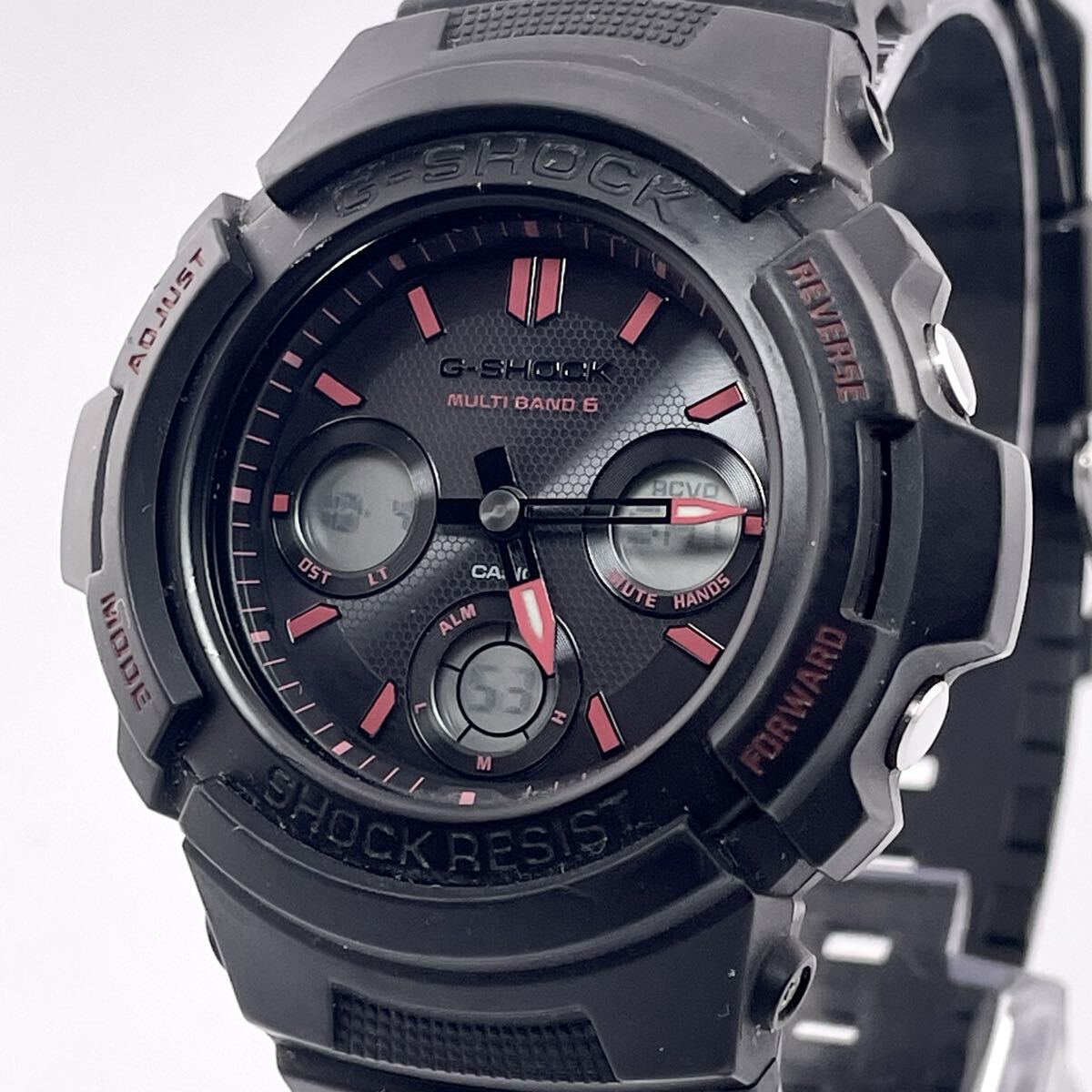 【稼働】CASIO/カシオ G-SHOCK/Gショック TOUGH SOLAR/タフソーラー SHOCK RESIST アウトドア 電波時計 AWG-M100FP アナデジ デジタル 黒拍卖