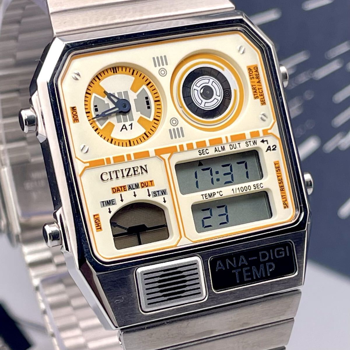 【新品電池/世界350限定】CITIZEN/シチズン レコードレーベル アナデジテンプ STAR WARS/スターウォーズ BB-8 ANA-DIGI TEMP 付属品◎ 時計拍卖