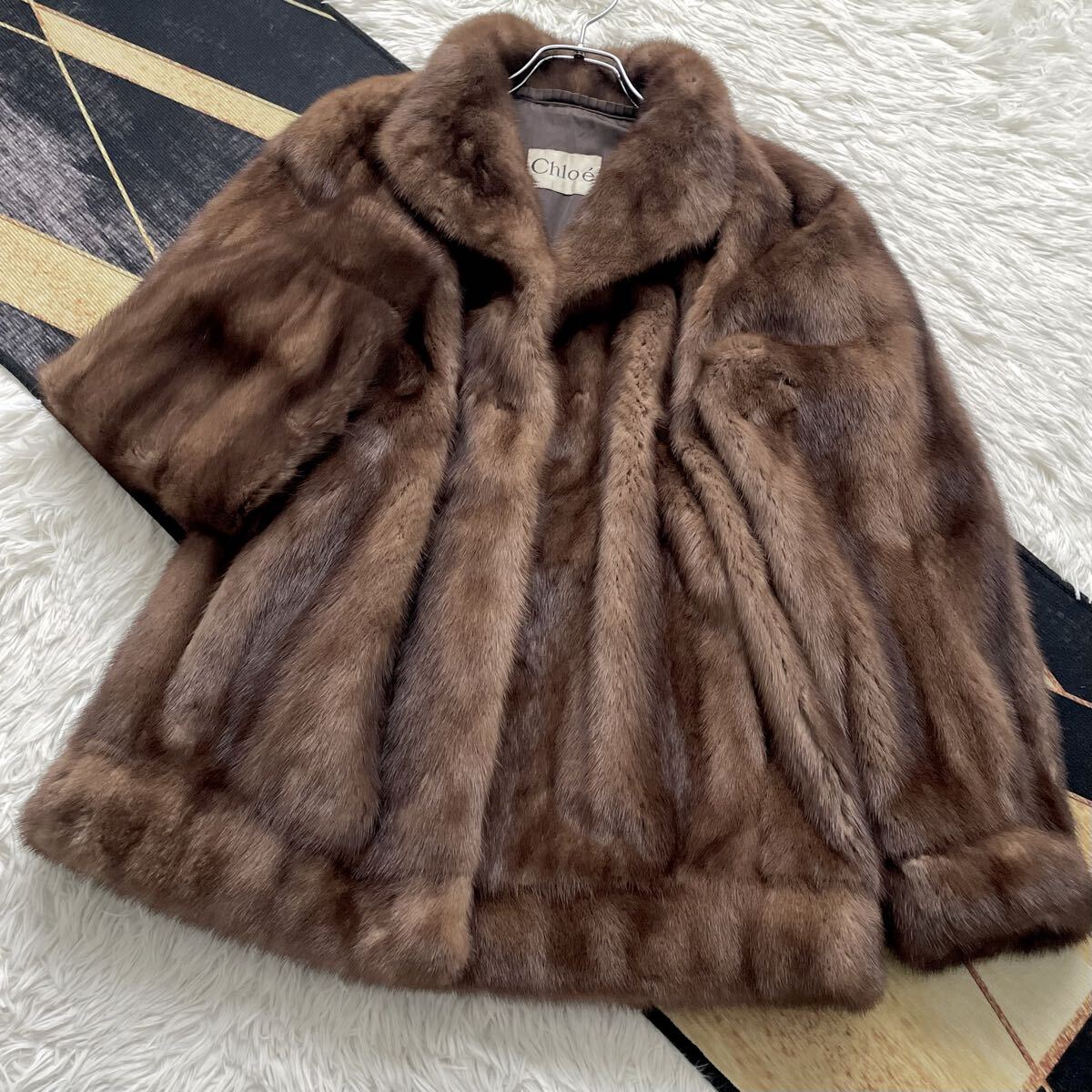 Chloe/クロエ 着丈65 ショート デミバフミンク ファーコート 毛皮 Lリアルファー 毛並みボリューム◎ 高級ツヤ なめし柔らか◎ さらさら◎拍卖