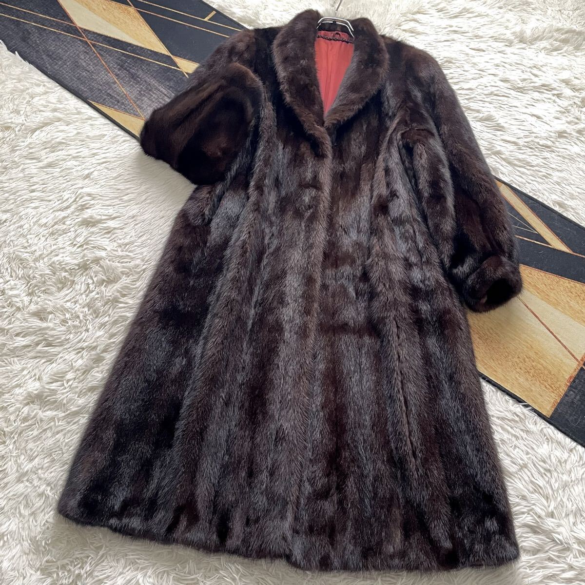 総丈114/フレア MINK/ミンク ロング丈 Aライン/デザイン ファーコート 毛皮 XL リアルファー 肉厚ボリューム◎ 毛並みツヤツヤ◎ 上質◎拍卖