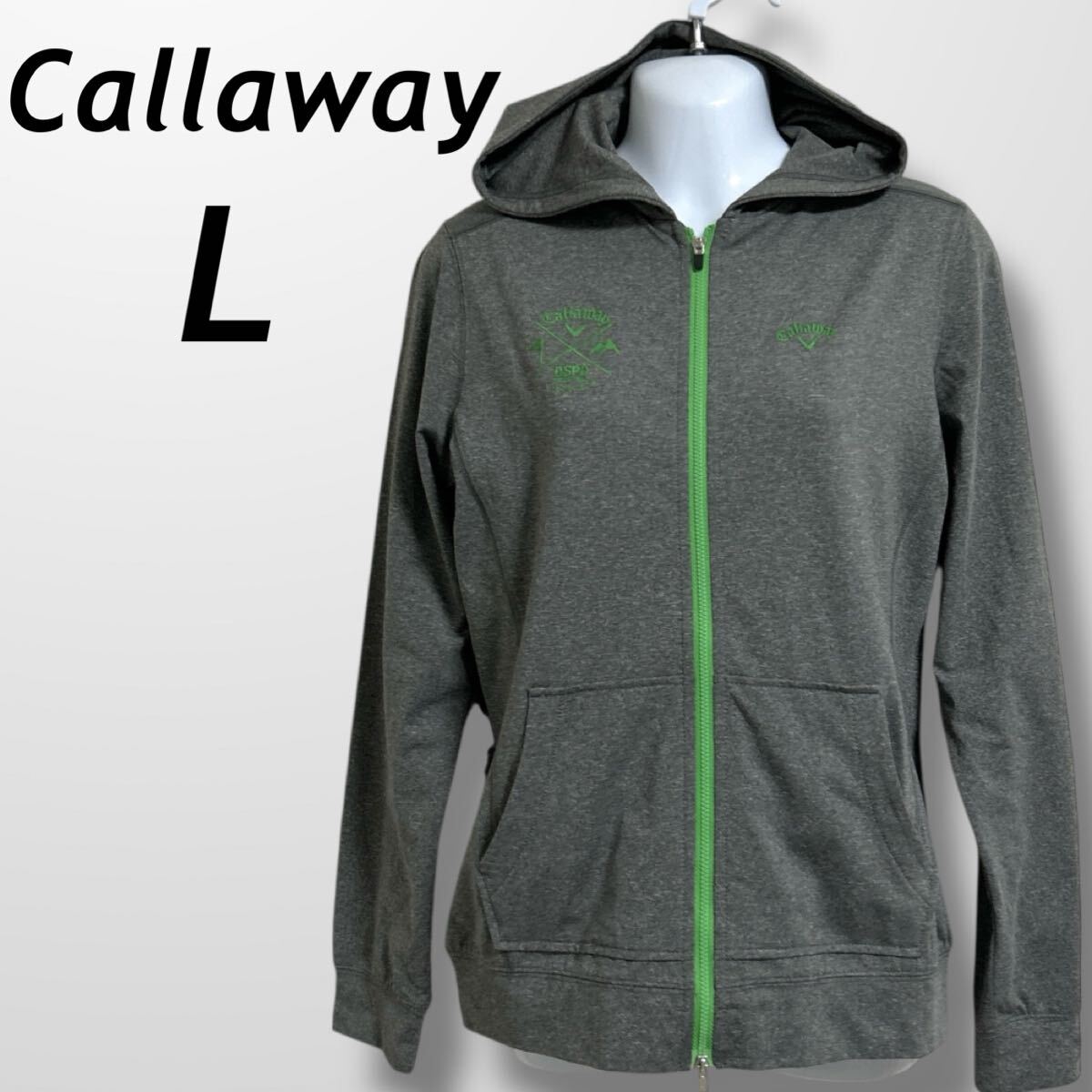 Callaway キャロウェイ レディース ジップパーカー L ダブルジップ ゴルフウェア 241-0958800 刺繍ロゴ グレー系 (J020)★拍卖