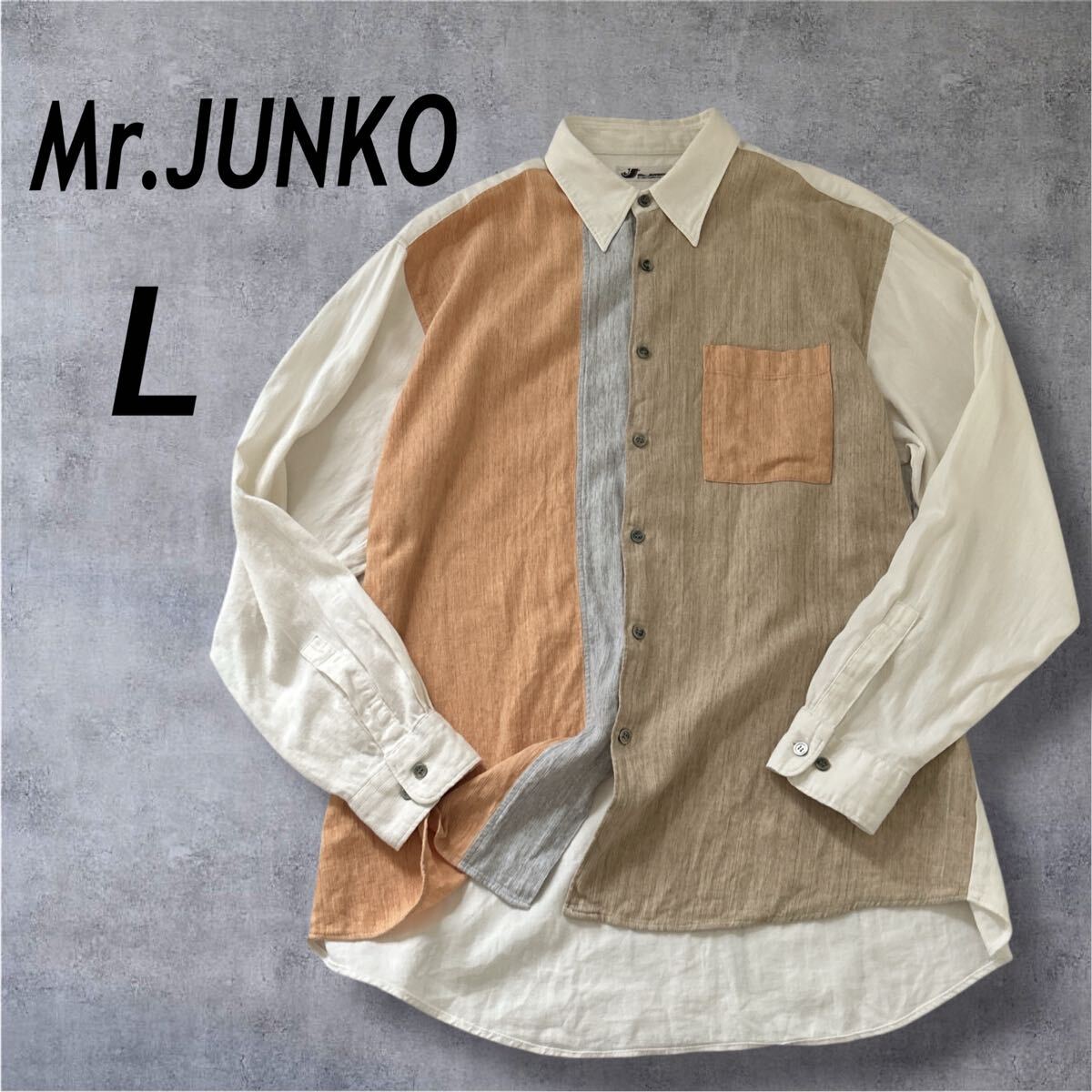 Mr.JUNKO ミスタージュンコ メンズ 長袖シャツ L 綿 コットン コシノジュンコ マルチカラー系 (J022)★拍卖