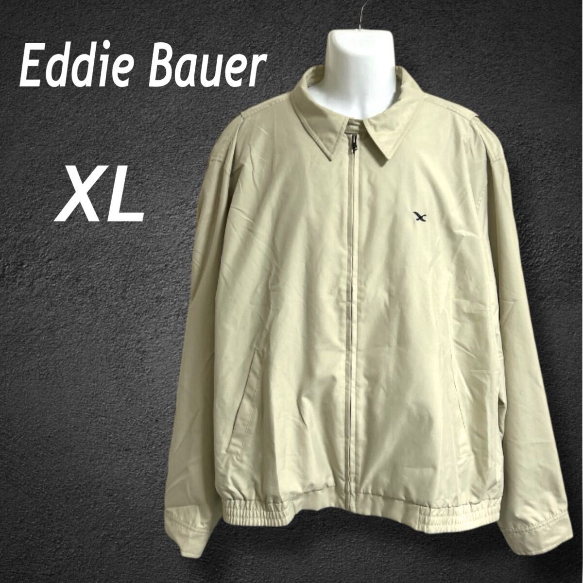 Eddie Bauer エディーバウアー メンズ ブルゾン ジップジャケット XL 刺繍ロゴ フルジップ アウトドア ベージュ系 (J033)★拍卖