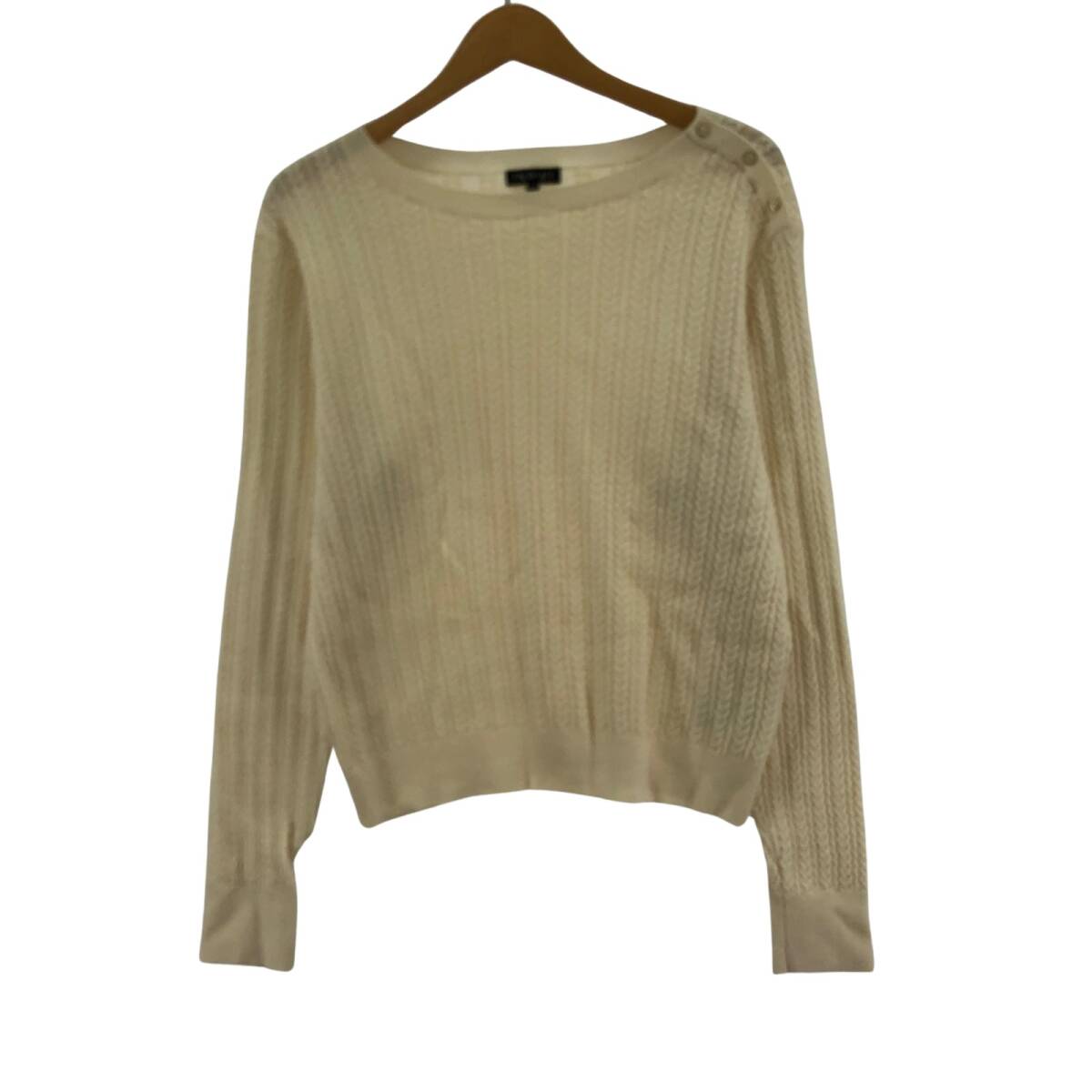 INDIVI インディヴィ ケーブル編み Uネック ニット カットソー size13/アイボリー拍卖