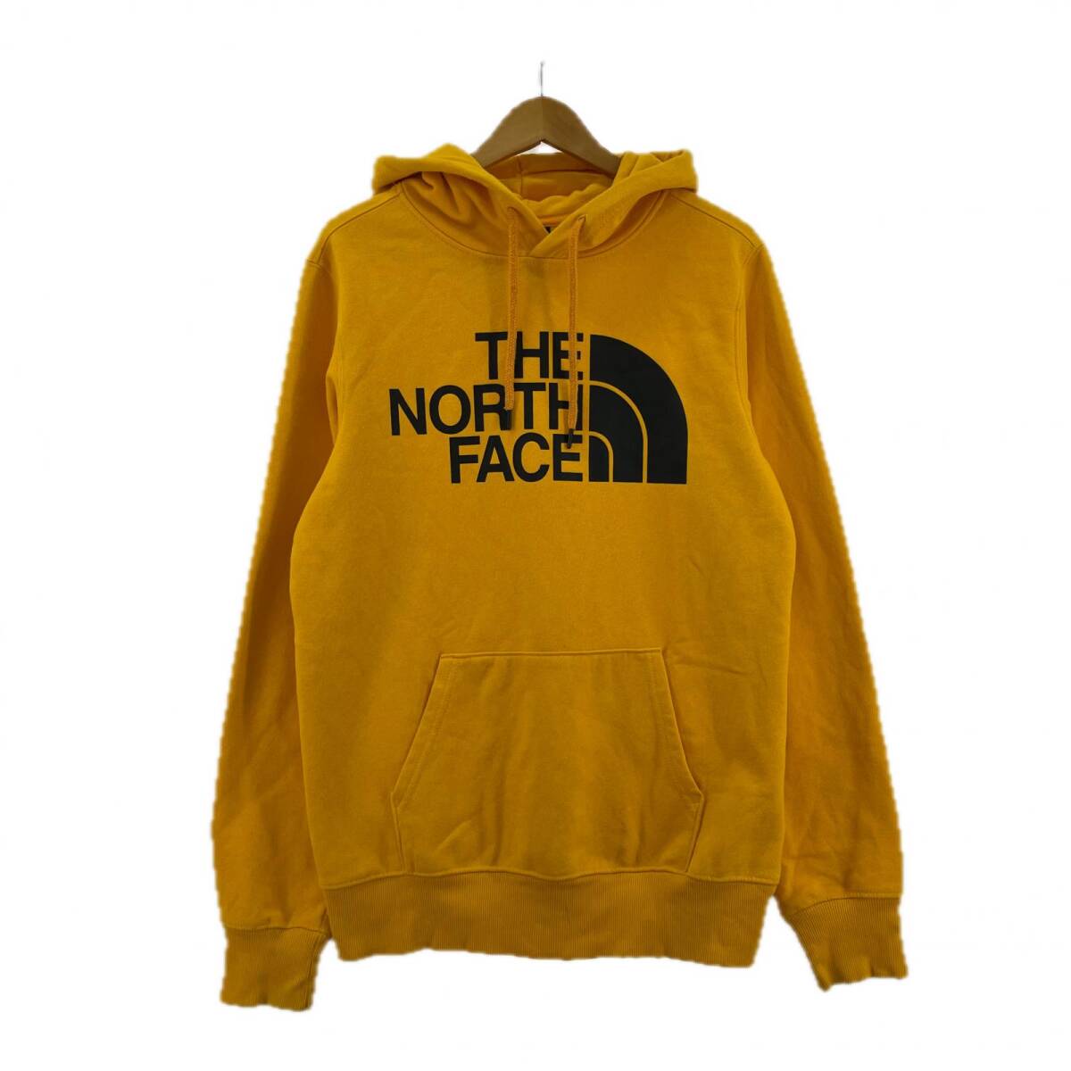 THE NORTH FACE ザ・ノースフェイス 裏起毛 ロゴプリント プルオーバー パーカー sizeS/イエロー拍卖