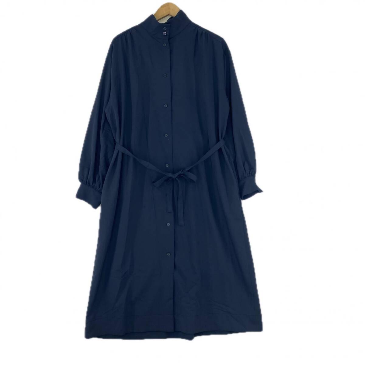 LE SOUK ルスーク ウエストリボン シャツ ワンピース sizeM/ネイビー拍卖
