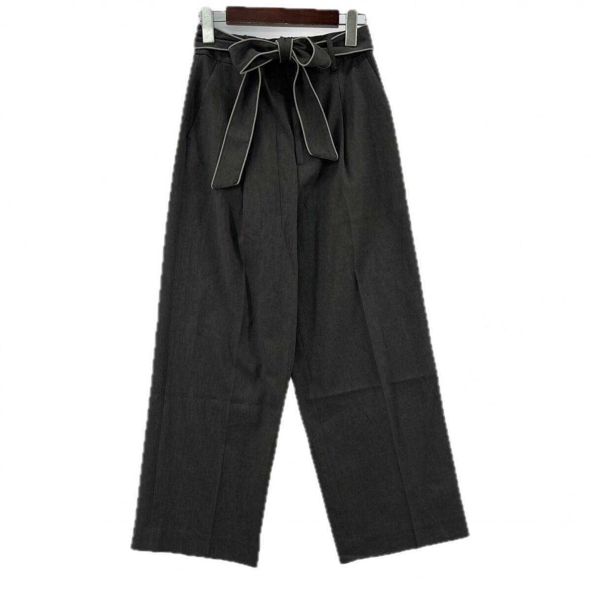 INDEX インデックス ウエストリボン付き パンツ sizeS/グレー拍卖