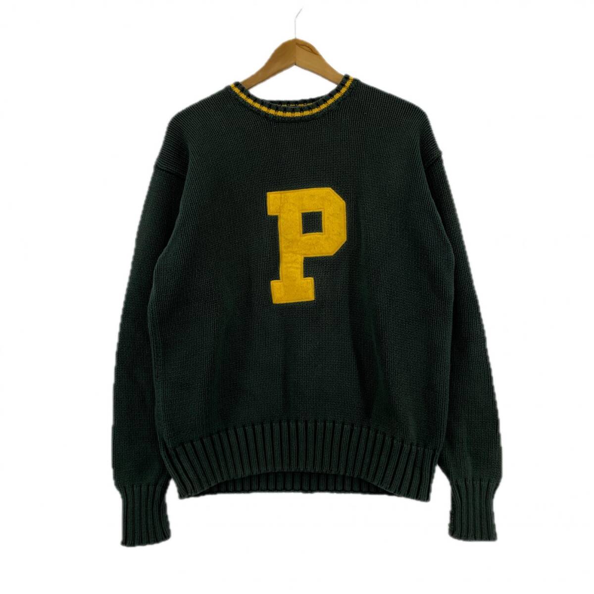 POLO RALPH LAUREN ポロ・ラルフローレン ニット セーター size170/グリーン×イエロー拍卖