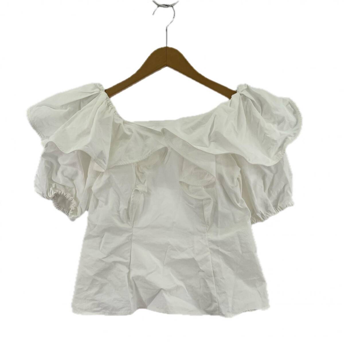 eimy istoire エイミーイストワール オフショルダー フリルパフスリーブ カットソー sizeF/ホワイト拍卖