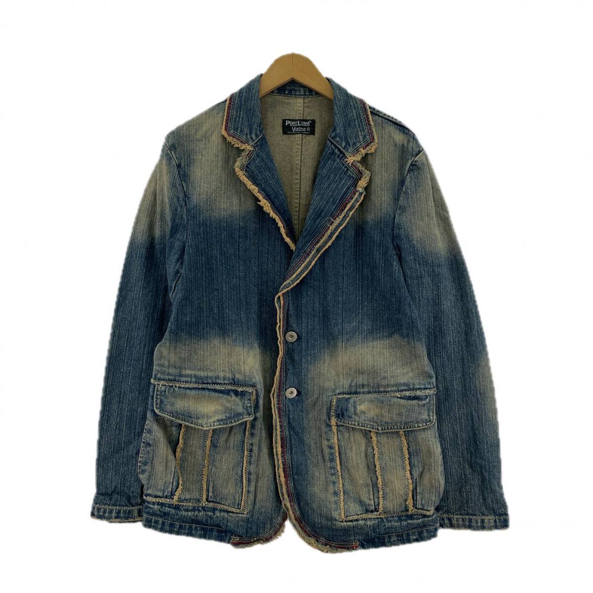 POINT LOMA VINTAGE ポイントローマヴィンテージ ダメージ加工 デニム ジャケット sizeL/ブルー系拍卖