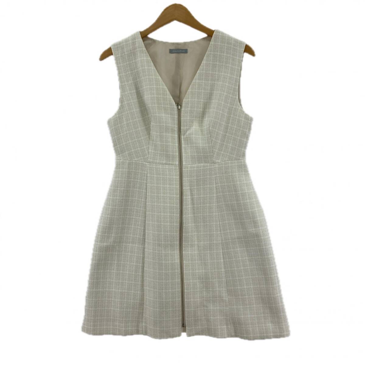 JILL by JILL STUART ジル バイ ジルスチュアート ジップアップ ツイード ワンピース sizeM/ベージュ系拍卖