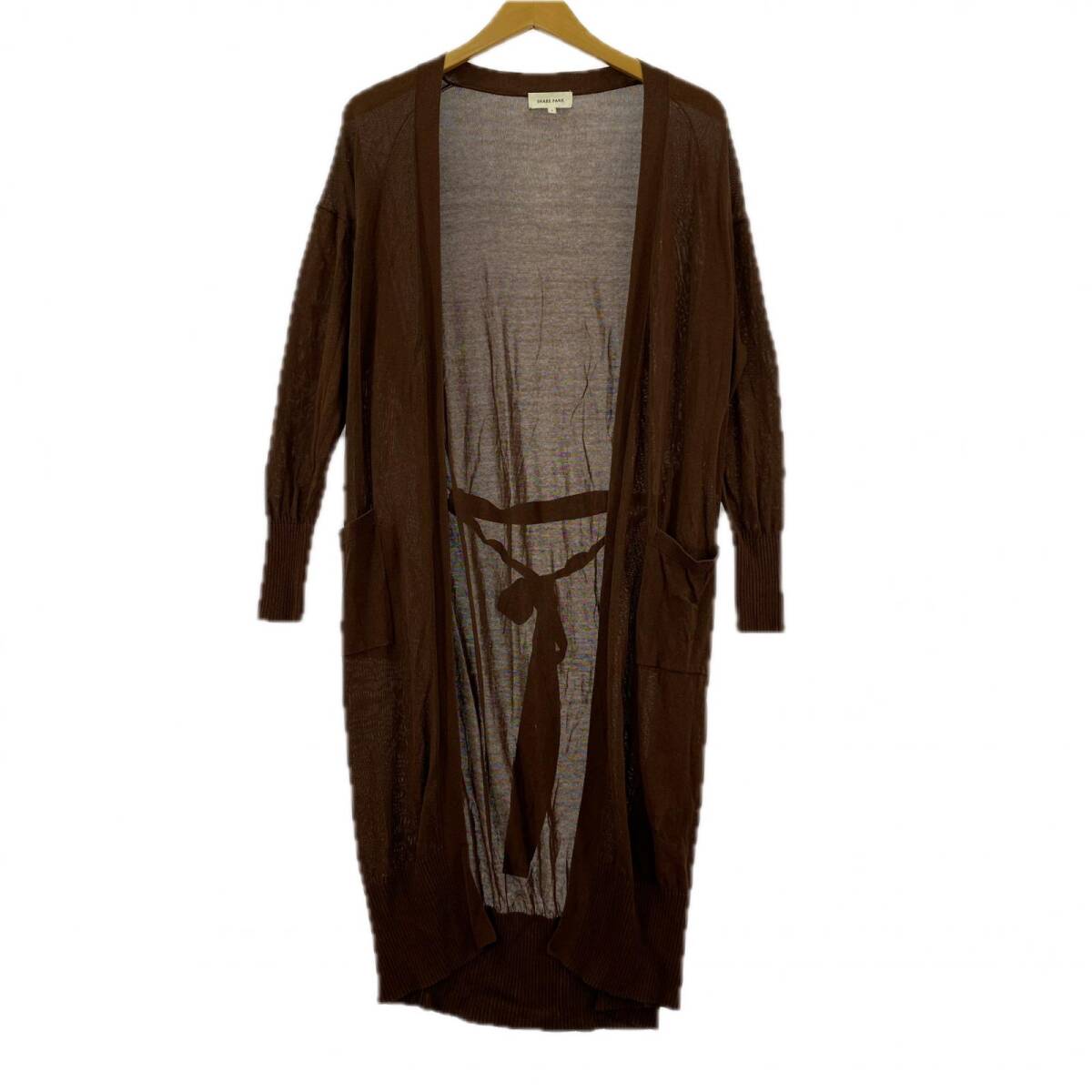 SHARE PARK シェアパーク ウエストリボン付き ロング カーディガン size1/ブラウン拍卖